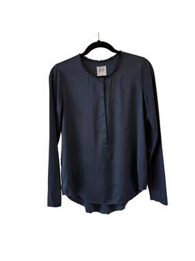 Go By GoSilk Washable Silk Blouse Size XS Long Sleeve Popover Top Lightweight